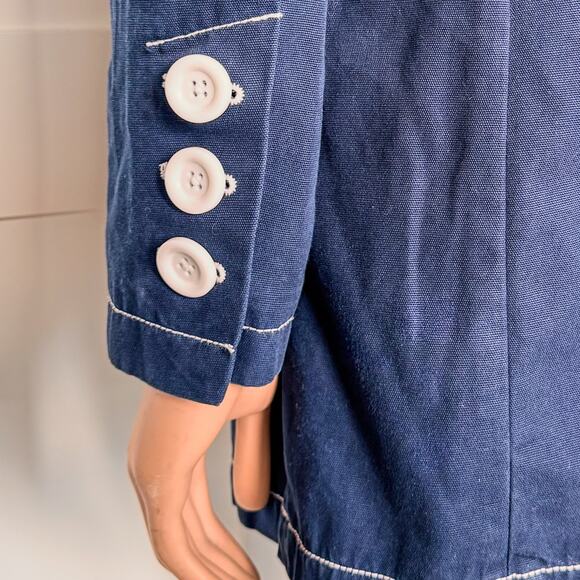 Libertine for Target, Navy Trench Coat/Jacket w/ Oversized Buttons-Women’s Small - Picture 4 of 9